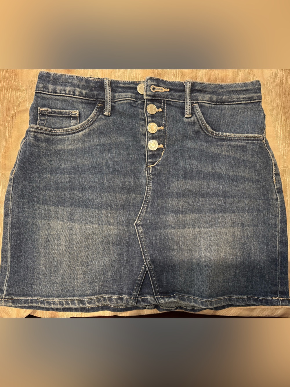 H&M Dark Blue Denim Mini Skirt with Button Front